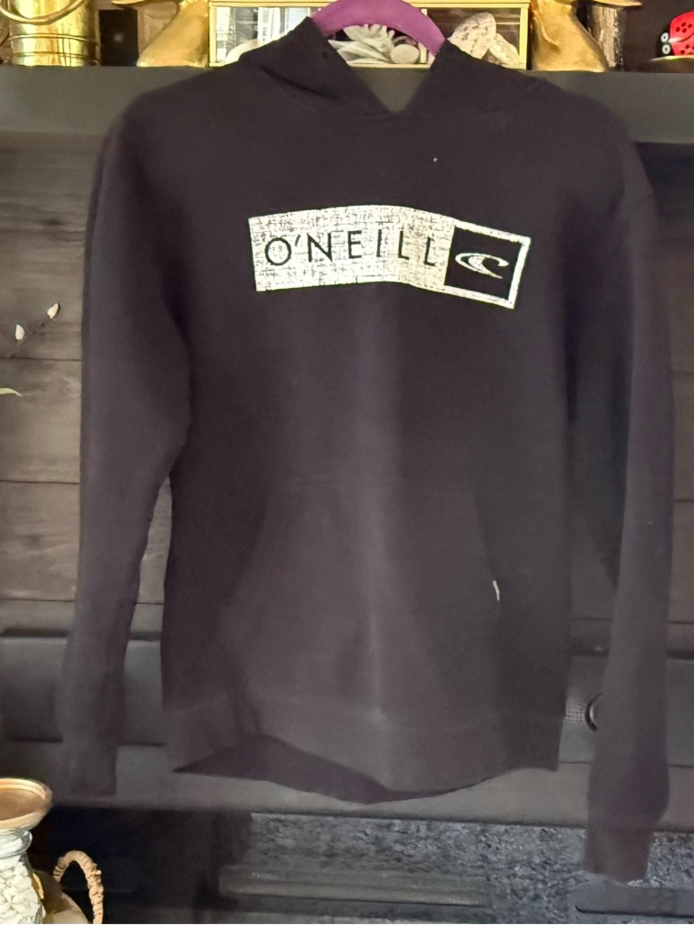 O'Neill Men's Black Crewneck Hoodie with White Logo